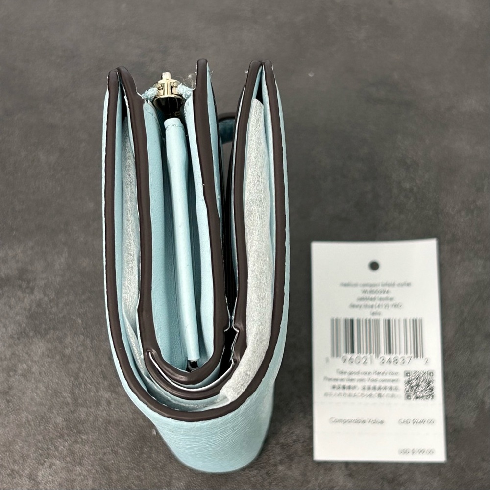 kate spade Leila Medium Compact Bifold Wallet Dewy Blue NWT - Picture 8 of 14